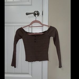 Off the Shoulder Crop Long Sleeve